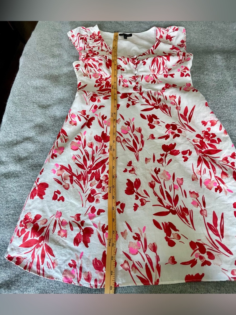 Banana Republic Linen Blend Floral Spring Pink Coral Dress Size 8 - Picture 16 of 17